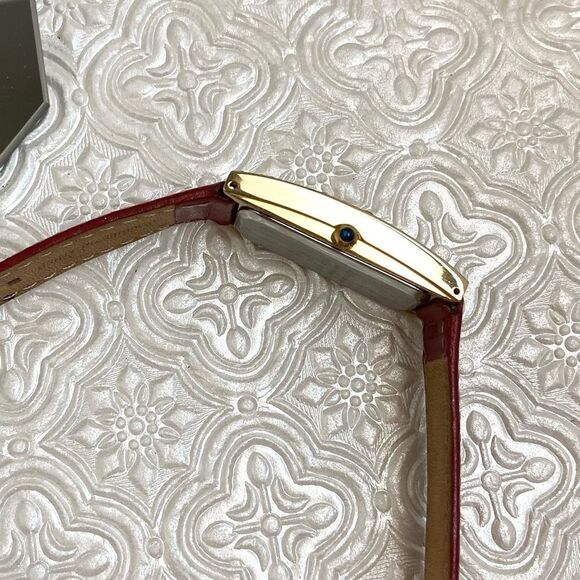 Marcel Drucker Red Gemstone Bezel Tank Style Watch with Pink MOP Dial - Picture 11 of 16